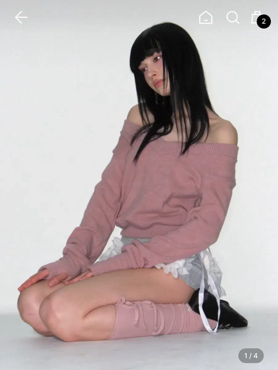 크랭크 RIBBON WARMER V-NECK KNITWEAR_PINK 리